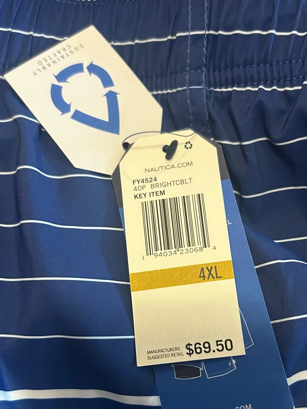Nautica Men’s Blue Ombre Striped Swim Trunks